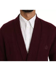 Dolce & Gabbana Bordeaux Cashmere Crown Cardigan Sweater