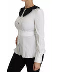 Dolce & Gabbana Black White Decorative Buttons Tops Shirt Blouse