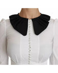 Dolce & Gabbana Black White Decorative Buttons Tops Shirt Blouse