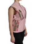 Dolce & Gabbana Pink Leather Sleeveless Vest Jacket Blouse