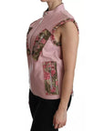Dolce & Gabbana Pink Leather Sleeveless Vest Jacket Blouse