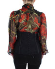 Dolce & Gabbana Elegant Black Floral Brocade Corset Belt