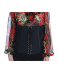 Dolce & Gabbana Elegant Black Floral Brocade Corset Belt