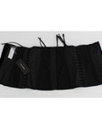 Dolce & Gabbana Elegant Black Floral Brocade Corset Belt