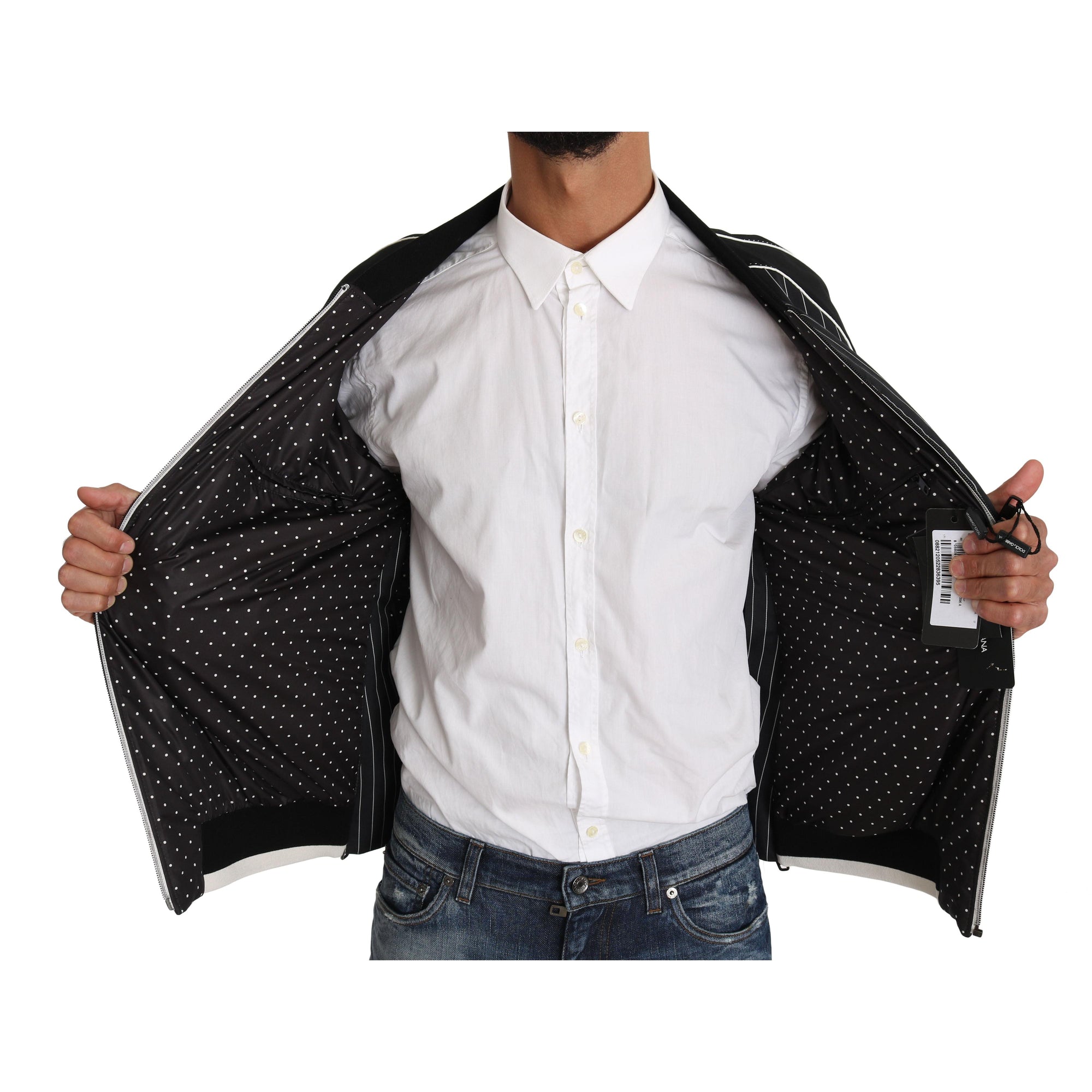 Dolce & Gabbana Elegant Sequined Black Bomber Jacket