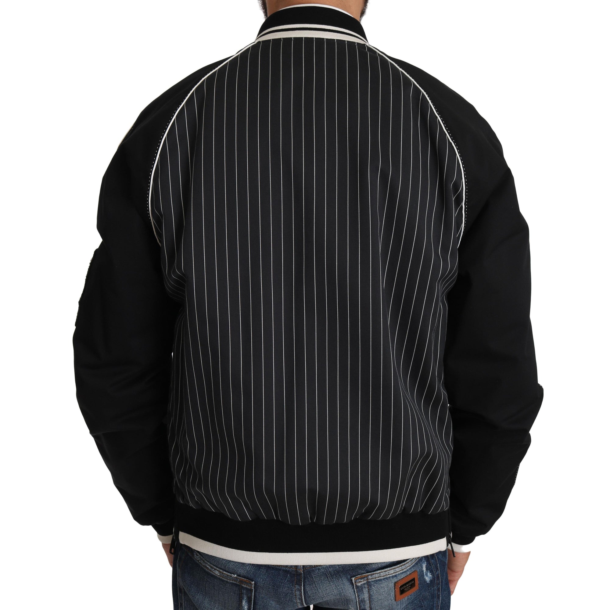 Dolce & Gabbana Elegant Sequined Black Bomber Jacket
