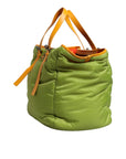 Dolce & Gabbana Green Nylon Padded Logo Plaque Tote Crossbody Bag