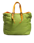 Dolce & Gabbana Green Nylon Padded Logo Plaque Tote Crossbody Bag