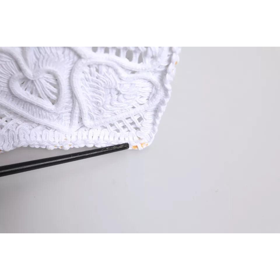 Dolce & Gabbana White Cordonetto Lace Beatrice Shopping Tote Bag