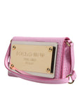 Dolce & Gabbana Pink Exotic Leather Logo Plaque Crossbody Bag