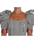 Dolce & Gabbana Elegant Cropped Corset Top with Crystal Buttons