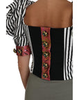 Dolce & Gabbana Elegant Cropped Corset Top with Crystal Buttons