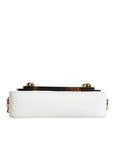 Dolce & Gabbana White Leather Logo Plaque Crossbody Bag