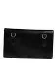 Dolce & Gabbana Black Leather Logo Embossed Crossbody Bag