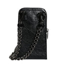 Dolce & Gabbana Black Leather Purse Crossbody Chain Sling Phone Bag