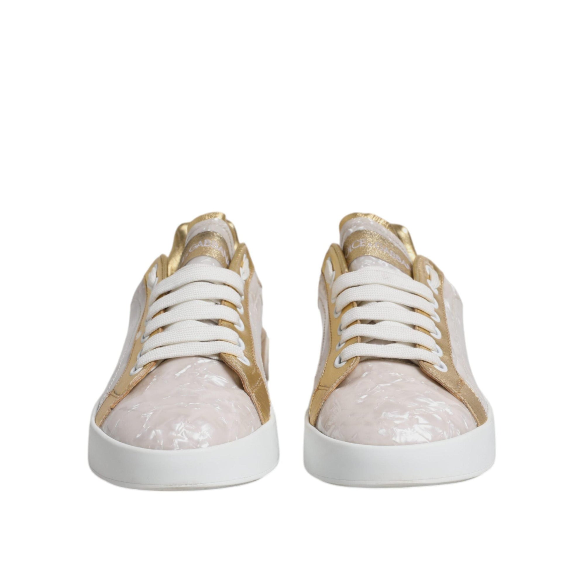 Dolce & Gabbana White Portofino Mother Of Pearl Sneakers Casual Shoes