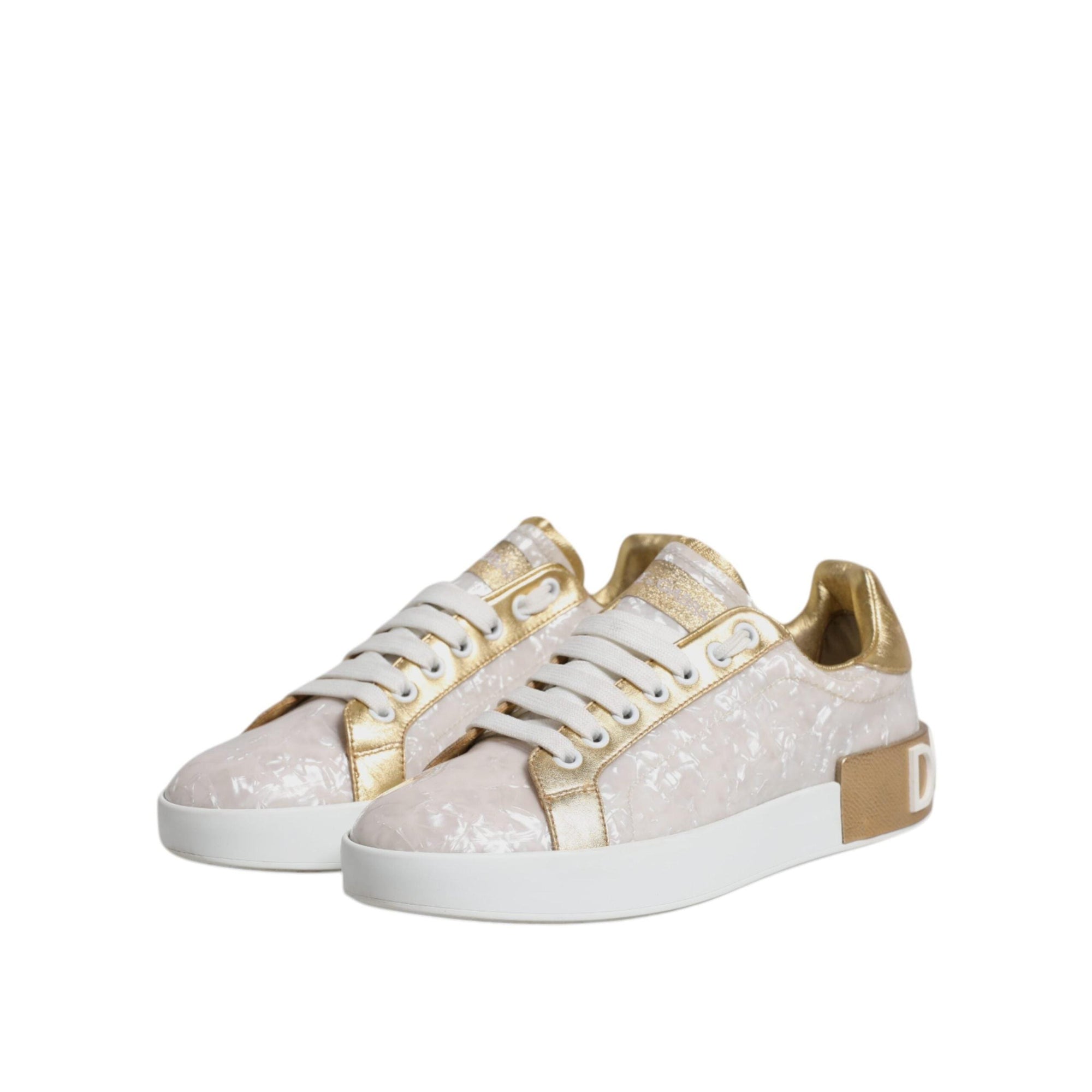 Dolce & Gabbana White Portofino Mother Of Pearl Sneakers Casual Shoes