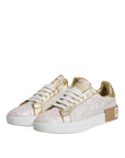 Dolce & Gabbana White Portofino Mother Of Pearl Sneakers Casual Shoes