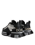 Dolce & Gabbana Black Silver SUPER KING Leather Sneaker Shoes