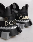 Dolce & Gabbana Black Silver SUPER KING Leather Sneaker Shoes