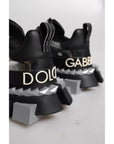 Dolce & Gabbana Black Silver SUPER KING Leather Sneaker Shoes