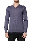 Dolce & Gabbana Gray Cashmere V-neck Men Pullover Sweater