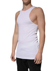 Dolce & Gabbana White Cotton Sleeveless Round Neck Tank T-shirt