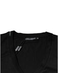 Dolce & Gabbana Black Cotton Logo Vneck Short Sleeve T-shirt