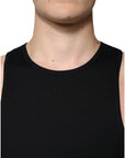 Dolce & Gabbana Black Cotton Sleeveless Round Neck Tank T-shirt