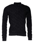 Dolce & Gabbana Black Silk Crew Neck Men Cardigan Sweater