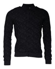 Dolce & Gabbana Black Silk Crew Neck Men Cardigan Sweater