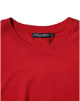 Dolce & Gabbana Red Logo Print Cropped Crew Neck T-shirt