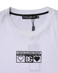 Dolce & Gabbana White Logo Print Cotton Crew Neck T-shirt