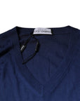 Dolce & Gabbana Navy Blue Cashmere V-neck Pullover Sweater