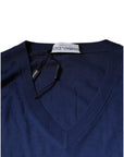 Dolce & Gabbana Navy Blue Cashmere V-neck Pullover Sweater