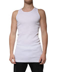 Dolce & Gabbana White Cotton Sleeveless Round Neck Tank T-shirt