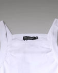 Dolce & Gabbana White Cotton Sleeveless Square Neck Tank T-shirt