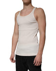 Dolce & Gabbana Off White Cotton Sleeveless Round Neck Tank T-shirt