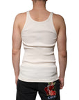 Dolce & Gabbana Off White Cotton Sleeveless Round Neck Tank T-shirt