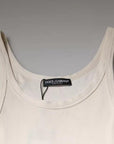 Dolce & Gabbana Off White Cotton Sleeveless Round Neck Tank T-shirt