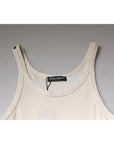 Dolce & Gabbana Off White Cotton Sleeveless Round Neck Tank T-shirt