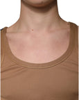 Dolce & Gabbana Brown Cotton Sleeveless Round Neck Tank T-shirt