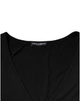 Dolce & Gabbana Black Cotton V-neck Short Sleeves T-shirt