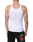 Dolce & Gabbana White Cotton DG Sleeveless Round Neck T-shirt