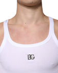 Dolce & Gabbana White Cotton DG Sleeveless Round Neck T-shirt