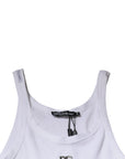 Dolce & Gabbana White Cotton DG Sleeveless Round Neck T-shirt