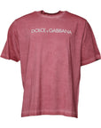 Dolce & Gabbana Pink Logo Print Cotton Crew Neck T-shirt