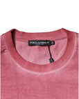 Dolce & Gabbana Pink Logo Print Cotton Crew Neck T-shirt