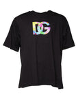 Dolce & Gabbana Black Logo Print Cotton Crew Neck T-shirt