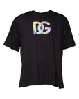 Dolce & Gabbana Black Logo Print Cotton Crew Neck T-shirt